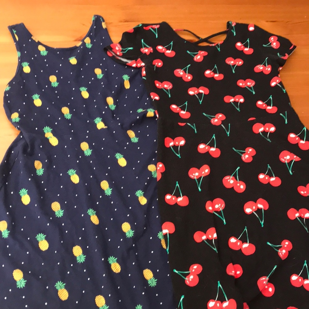 2 girls fruit theme summer dresses